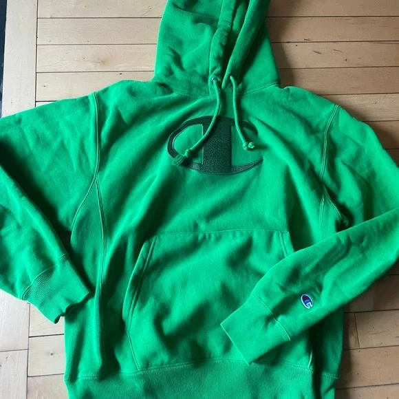 Emerald Green Reverse Weave Champion Hoodie size Medium (fits Large) - Picture 5 of 5